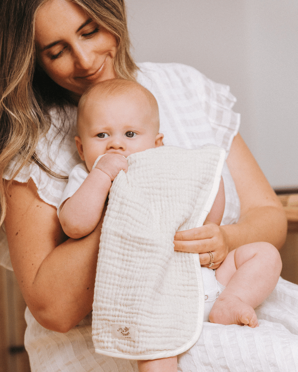 Little Fishies Gauze Burping Cloth Bundle – 3 Pack – Seafoam / Peach Fuzz / Natural