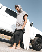 Classic Stripe Hooded Poncho – Grey
