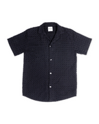 Orb Button Down Waffle Shirt – Black – Mens