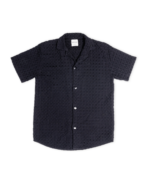 Orb Button Down Waffle Shirt – Black – Mens