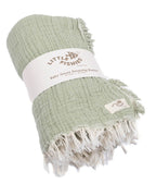 Little Fishies Gauze Receiving Blanket – Sage