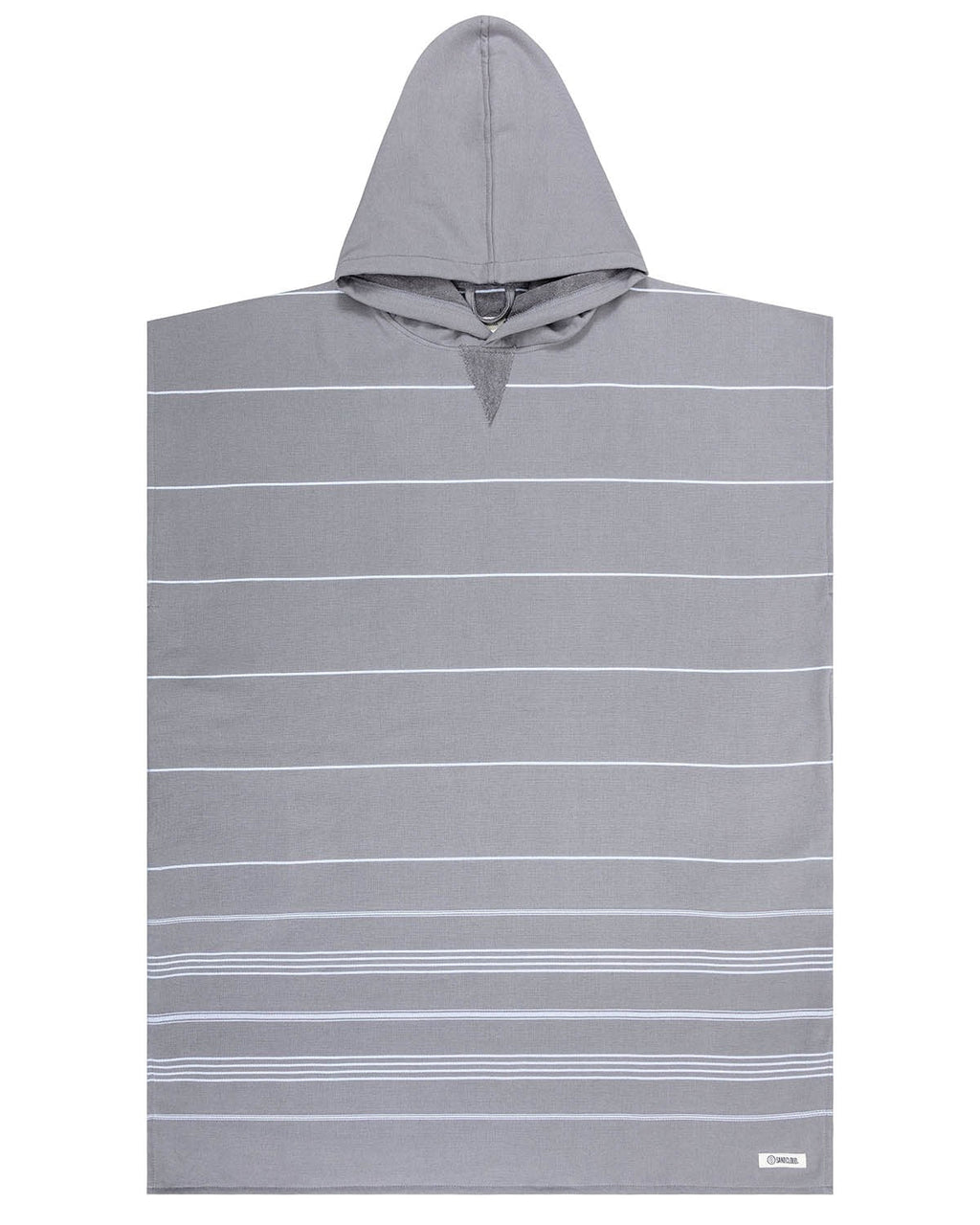 Classic Stripe Hooded Poncho – Grey