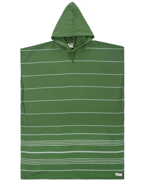 Classic Stripe Hooded Poncho – Green