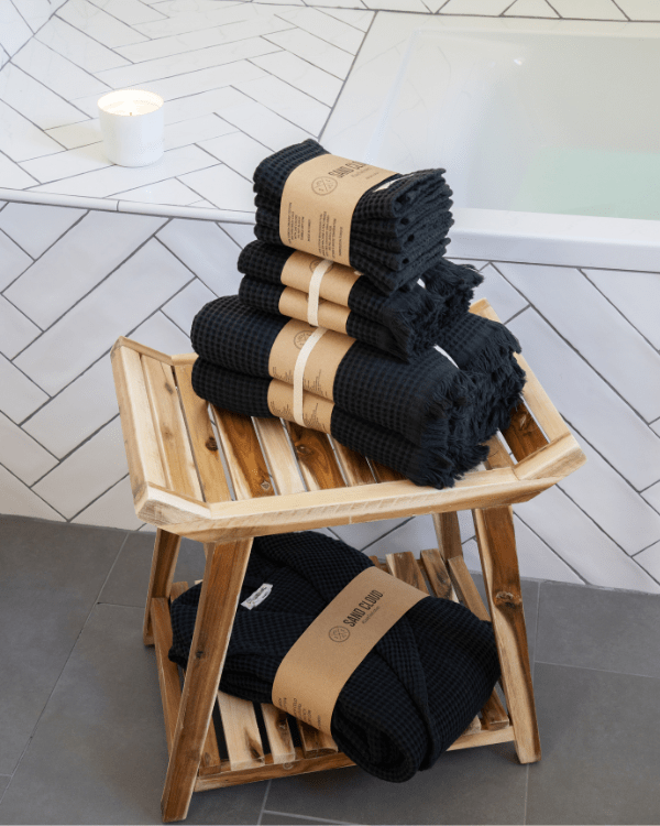 Micro Waffle XL Bath Bundle – 2 Pack – Black