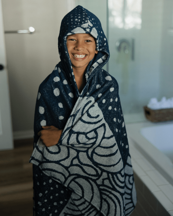 Checker Turtle Hooded Kids Bath Towel