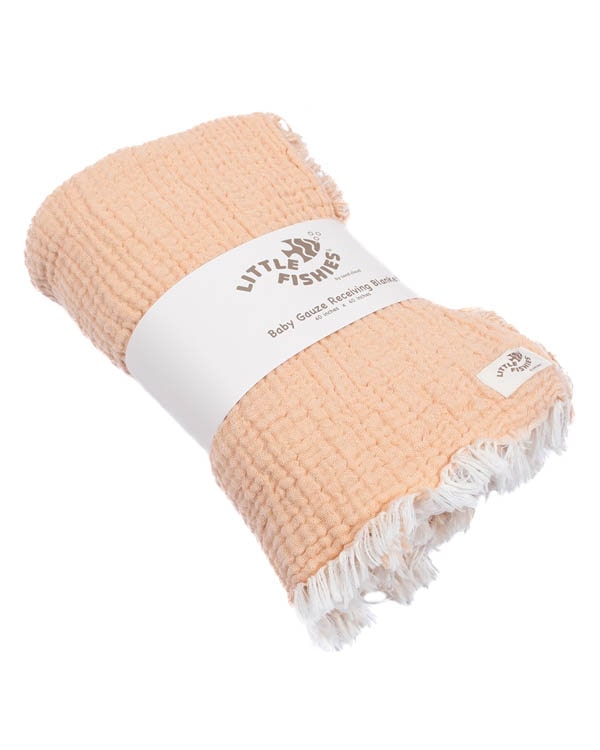 Little Fishies Gauze Receiving Blanket – Seafoam