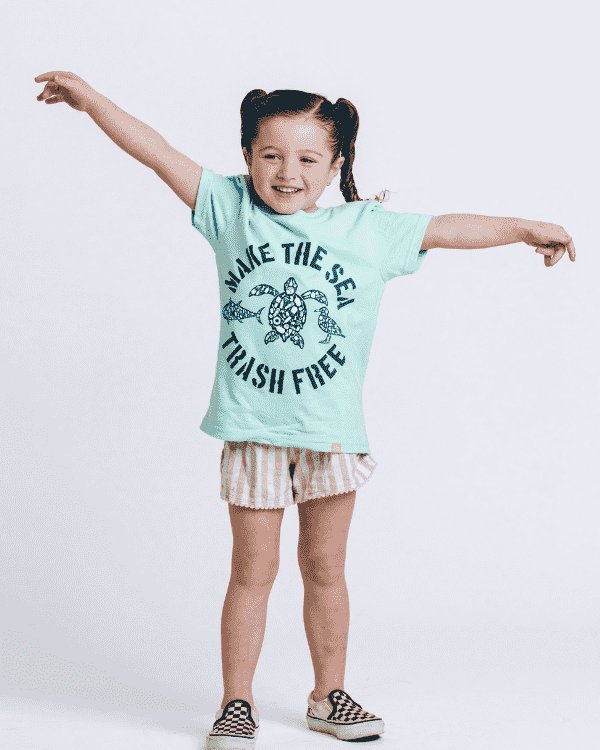 Make The Sea Trash Free Kids Tee – Soft Mint