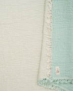 Little Fishies Gauze Receiving Blanket Set – 3 Pack – Seafoam / Peach Fuzz / Natural