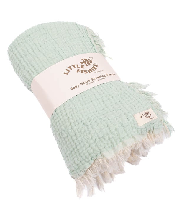 Little Fishies Gauze Receiving Blanket – Navy