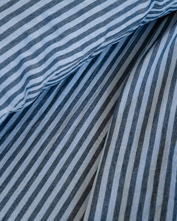 Classic Micro Twill Stripe Melange Sheet Set Indigo