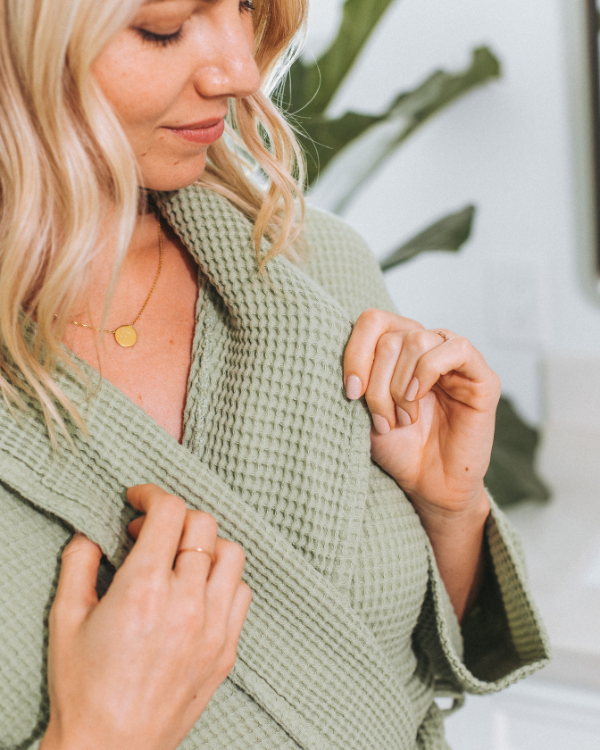 Micro Waffle Robe Sage
