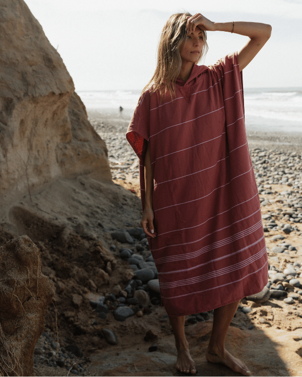 Classic Stripe Hooded Poncho – Withered Rose