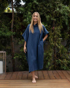 Terra Hooded Poncho – Teal Blue