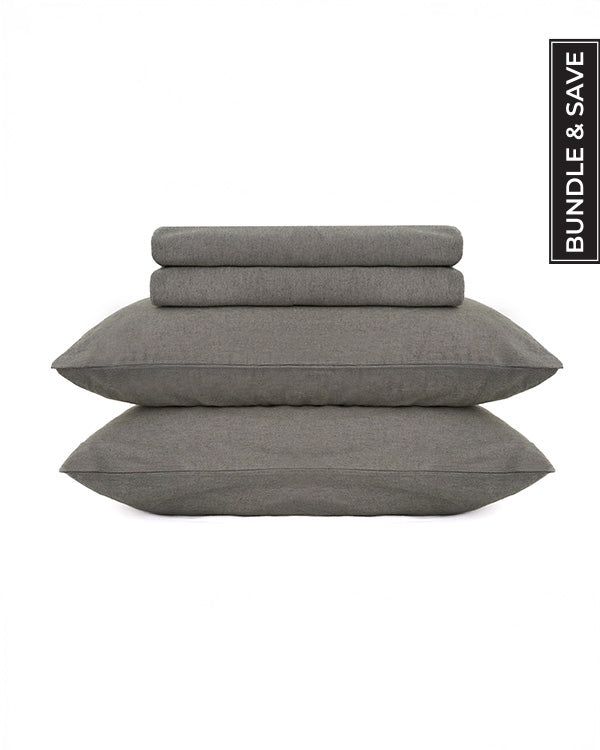 Classic Micro Twill Solid Melange Sheet Set Moss