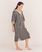 Falta Gauze Hooded Poncho – Black