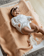 Little Fishies Gauze Receiving Blanket – Peach Fuzz