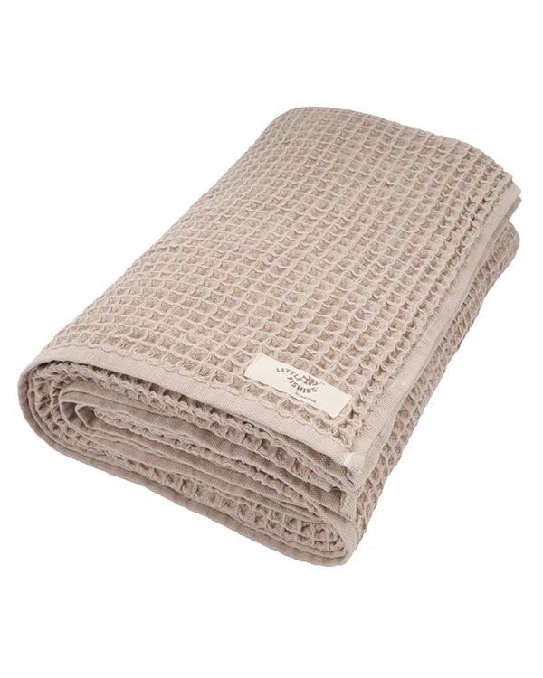 Little Fishies Waffle Blanket – Warm Taupe