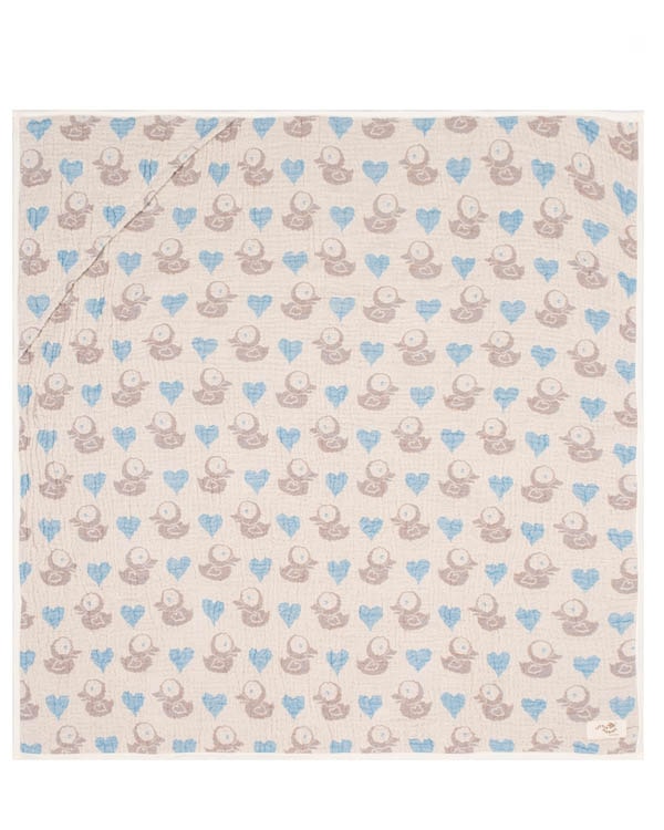Choo-Choo Train Gauze Hooded Blanket Single
