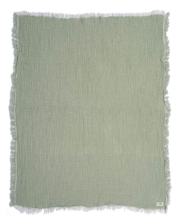 Little Fishies Gauze Receiving Blanket – Sage