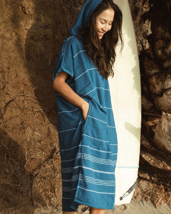 Border Classic Stripe Poncho – Aqua