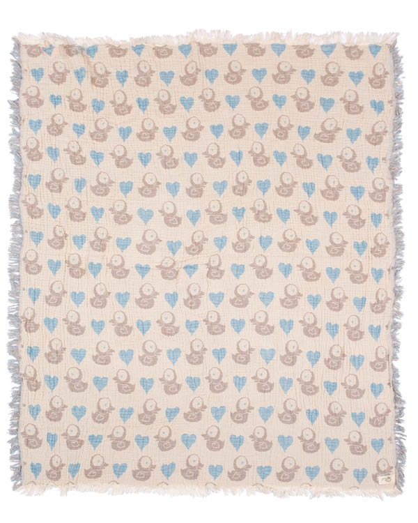Baby Turtle Gauze Receiving Blanket Single with Pouch