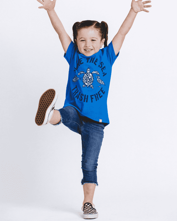 Make The Sea Trash Free Kids Tee – Sapphire Blue