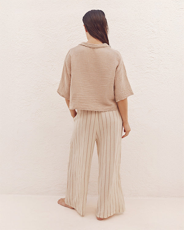 Sagar Gauze Crop Shirt – Pant Set