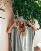 Classic Stripe Hooded Poncho – Misty Rose