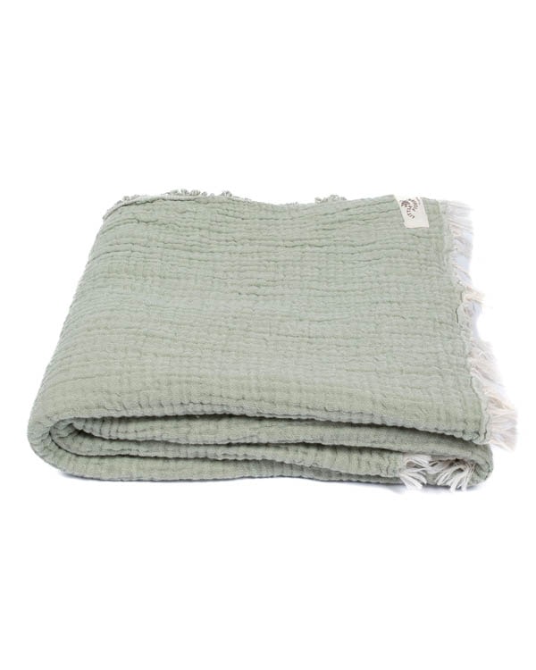 Little Fishies Gauze Receiving Blanket – Sage