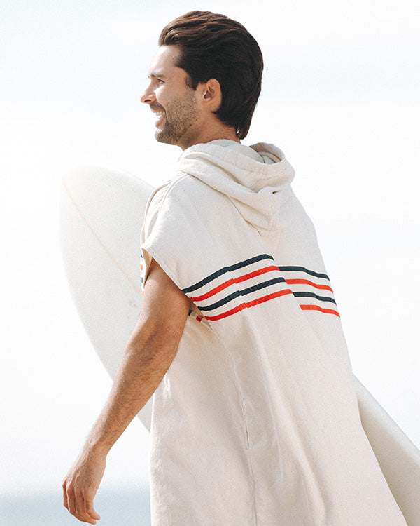 Border Classic Stripe Poncho – Red / Navy