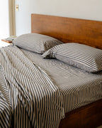 Classic Micro Twill Stripe Melange Flat Top Sheet Steel Grey