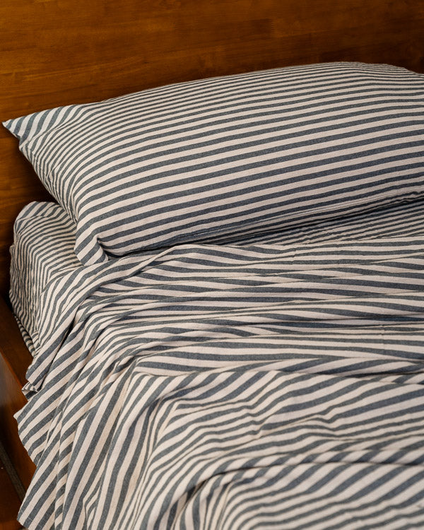 Classic Micro Twill Stripe Melange Pillowcase Set Indigo