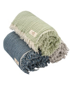 Little Fishies Gauze Receiving Blanket Set – 3 Pack – Sage / Grey / Navy
