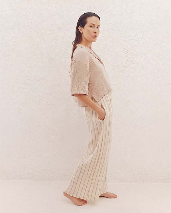 Sagar Gauze Crop Shirt – Pant Set