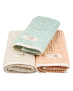 Little Fishies Gauze Burping Cloth Bundle – 3 Pack – Seafoam / Peach Fuzz / Natural