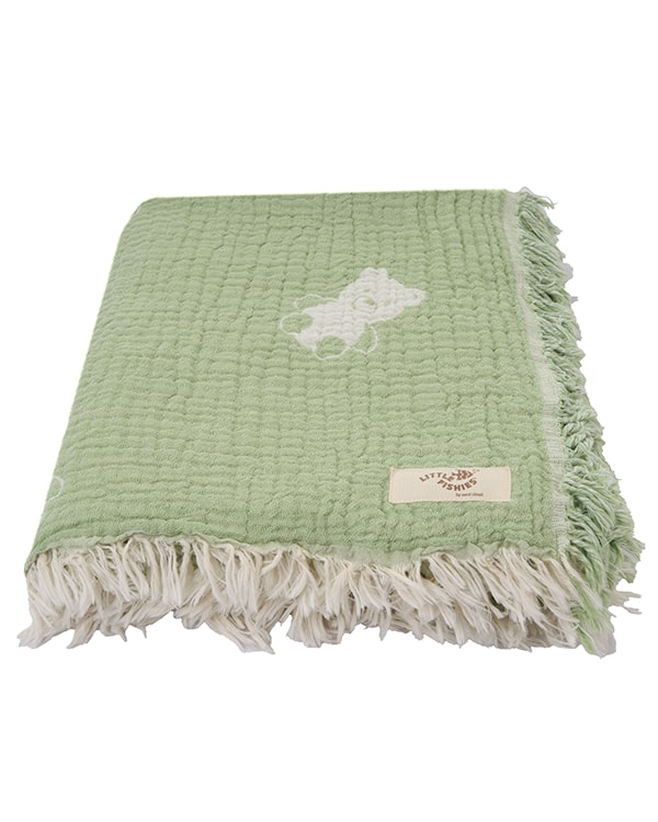 Teddy Gauze Receiving Blanket with Pouch
