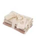 Little Fishies Gauze Burping Cloth Bundle – 3 Pack – Natural / Beige / Warm Taupe