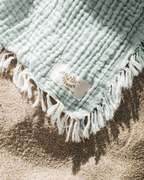 Little Fishies Gauze Receiving Blanket Set – 3 Pack – Seafoam / Peach Fuzz / Natural