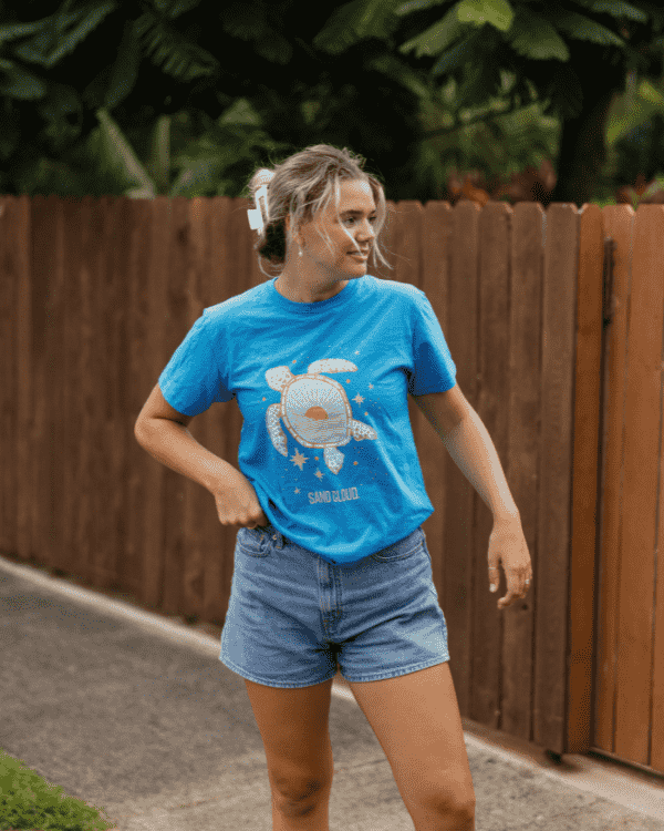 Sunrise Turtle SS Tee – Sapphire Blue