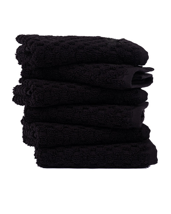 Atom Washcloth Bath Bundle – Black – 6 Pack