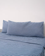 Classic Micro Twill Stripe Melange Pillowcase Set Indigo