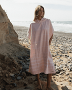 Classic Stripe Hooded Poncho – Calcite Pink