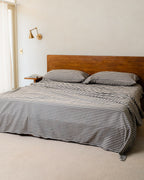 Classic Micro Twill Stripe Melange Flat Top Sheet Steel Grey