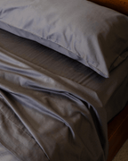 Luxe Sateen Flat Top Sheet Steel Grey