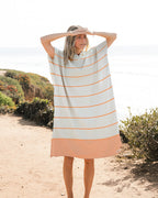 Colorblock Stripe Hooded Poncho – Mint