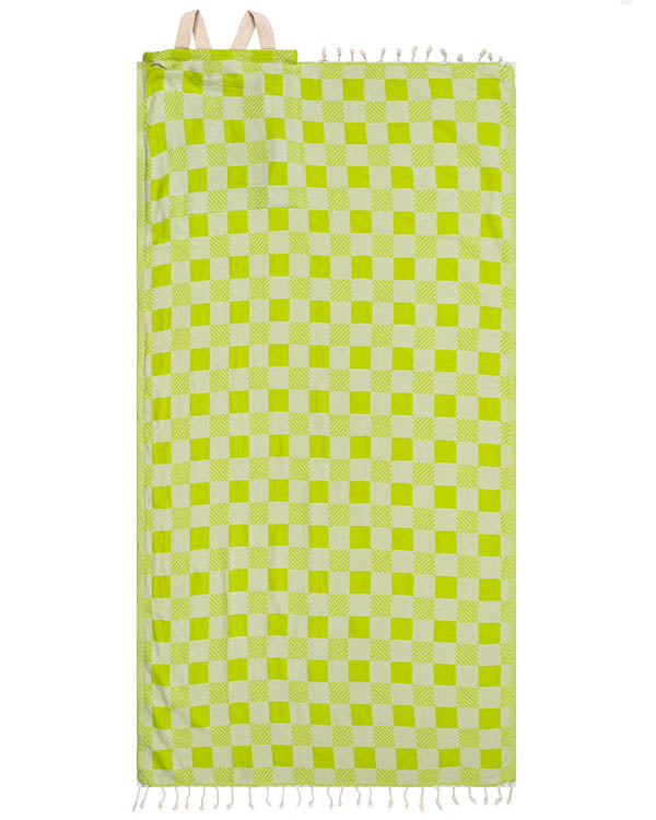 Checker Towel Bag – Lime