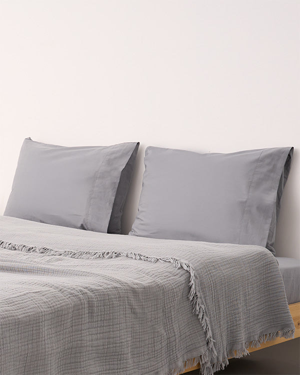 Signature Percale Solid Pillowcase Set Grey