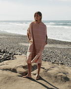 Classic Stripe Hooded Poncho – Misty Rose