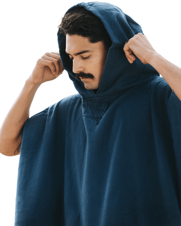 Terra Hooded Poncho – Teal Blue