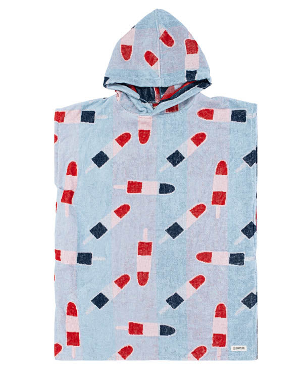 Colorblock Stripe Hooded Poncho Youth – Orange